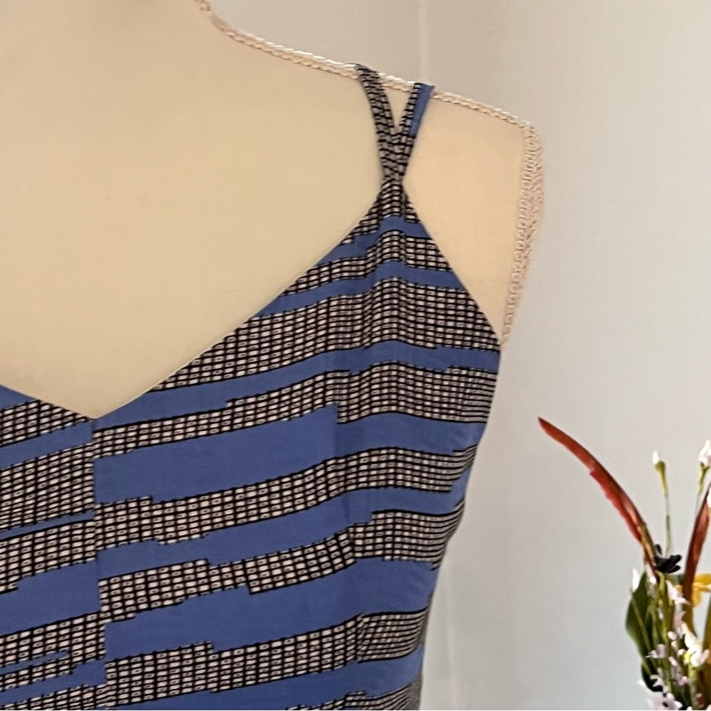 Love riche halter mini dress blue and black retro v-neck racerback - Picture 7 of 8